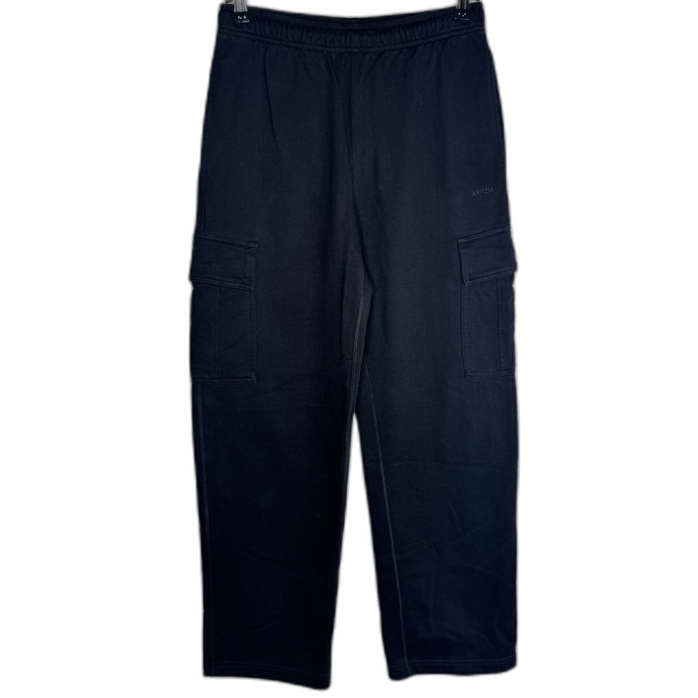 Aritzia Women’s Sz S SweatFleece‎ Airy Terry Mega Fit Black Cargo Jogger Pants